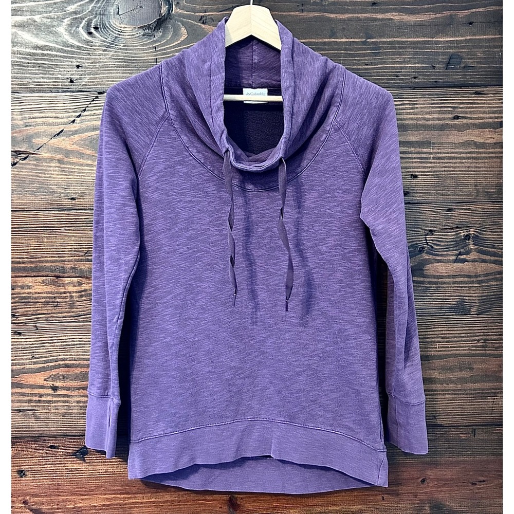 Columbia Purple Sweatshirt Women's S Slub Knit Cowl Neck Gopcore Activewear Cozy